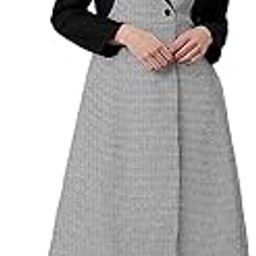 Black and White Long Coat with Single Button and Solid Yoke Detail.-image-9