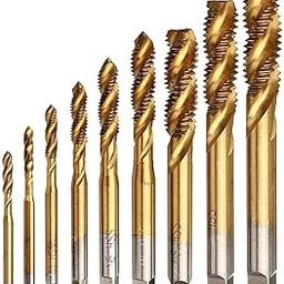 Yakamoz 9pcs Machine Screw Tap Set Titanium Spiral Flute Drill Taps Metric M2 M2.5 M3 M4 M5 M6 M8 M10 M12 Thread Tapping Tool-image-4