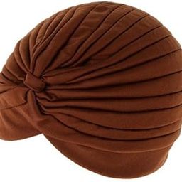 2xWomen's Twisted Pleated Turban Hat Hijab Cap Head Wrap Chemo Indian Brown-image-9