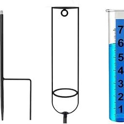 UJEAVETTE Outdoor Rain Gauge with Metal Stake Clear and Easy to Read Sturdy Glass Tube-picture-15