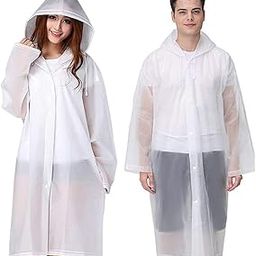 2Pcs Rain Ponchos for Men Women, Normal Length Reusable EVA Raincoats with Hood for Rain Ponchos for Camping, Hiking, Music Festival, Outdoor Activities-50