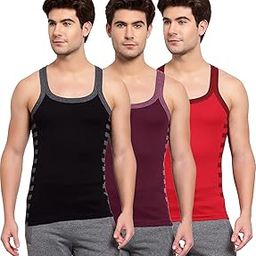 Men's Cotton Solid Multcolor Scoop Neck Sleeveless Gym Vest - Pack of 3 (812)-image-22