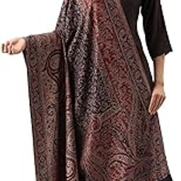 Women Polyester Kashmiri Jamawar Antique Mughal Shawl, Jacquard Shawls (Size: 101 X 203 CM)-23