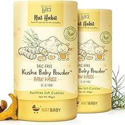 Nat Habit Raw Haldi Kusha Baby Powder, Chemical Free & Rashfree Soft Protection, 0-5 Yrs - 150 g Each (Pack of 2)-image-7