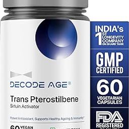 Decode Age 99% Pure Trans-Pterostilbene, Potent Antioxidant, High Bioavailability, Promotes Healthy Ageing, Skin Health, 60 Veg Capsules-3