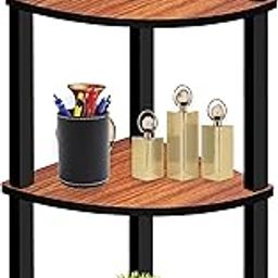 OFIXO 3-Tier 30X30 Multipurpose Turn-N-Tube Quad Circle Shape End Table/Side Table/Night Stand/Bedside Table/Shoe Rack/Book shelve with Heavy Duty Plastic Tube-(Teak Natural)-9