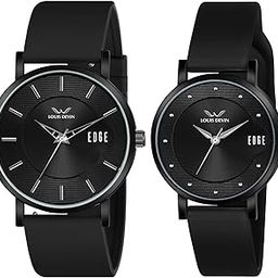 Silicone Strap Analog Wrist Watch for Men and Women (Green/Brown/Blue/Black) | Set of 2 Wrist Watches | Couple Watches | LDCM-BK092-ST-15