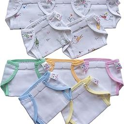 Tinycare New Born Baby's Cloth Nappies For Kids & Infants, White Printed Muslin Washable and Reusable Basic Langot/Nappy/Diapers with Velcro (Pack of 10)_Size-L_Mixed Color & Pattern-image-11