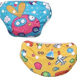 POLKA TOTS Reusable & Washable Swim Diaper (Pack of 2), Leak proof & Adjustable kids Swimsuit and Swimming Costume for Toddlers infant Baby boys and girls (Car & Travel Print, 2-12 Months)-image-95