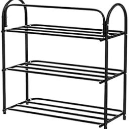 NEXTPRO Heavy Metal Foldable Shoe Rack | 3 Tier Durable Multipurpose Shelf | Shoe Stand for Home, Entryway, Books, Toys, Kitchen, Bathroom – Space Saving Organizer (Black, 3 Shelves)**-3