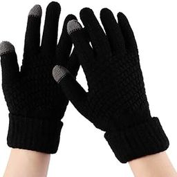 Firmed String WOMEN Warm Woolen Hand TOUCH Gloves Stretchable Winter Wool Biker Self Design Acrylic with Fingertip Touch (Free Size)-78