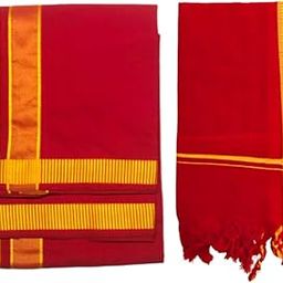 Color Cotton Dhoti and Towel with Wide Border for Men - (Pack of 2)-image-21