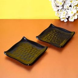 Tiaara Black Acrylic Snacks Plates Break-Resistent Doublecoated (Set of 6)-image-27