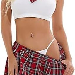 GLORE Trend Check School College Sexy Women Lingerie Lace Babydoll Round Neck Chemise Halter Mesh Nightwear Babydoll Lingerie for Honeymoon Nightwear Beahwear BeachParty with G-String Panty.-image-62