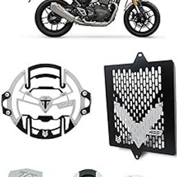 Milachin Triumph speed 400 combo set Headlight Grill Front OIL Cover,Rear oil cap,Radiator Guard, Side Stand Extender (Pack of 5)-21