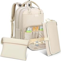 RAINSMORE Baby Changing Bag Backpack with Portable Changing Mat Waterproof Nappy Bag Multifunction Baby Diaper Bags Large Rucksack Bag for Mom & Dad-image-43