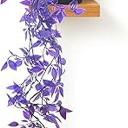 Kuber Industries Indoor Artificial Plants with Pot for Living Room | Green Fake Vines for Home Decor and Office | Leaves Hanging Falling Plants for Wall and Balcony Shelf Decoration | Purple-image-52