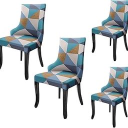 House of Quirk Wingback American Side Chair Slipcover-Accent Chair Cover Slipcover with Arm,Washable Dining Chair with Nailed Trim Protector for Dining Living Room Pack of 4 (Blue Prism)-image-109