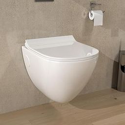 B Backline Ceramic Wall Mount/Wall Hung Western Toilet/Rimless Commode/Water Closet With Softclose Seat Cover 52 X 36 X 36 cm (White) for Bathrooms-image-98