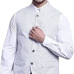 Men Cotton Blend Printed Band Neck Formal White Waistcoat (P_MWCF00034_WHITE)-picture-24