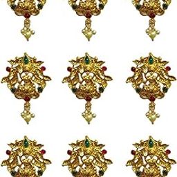 Traditional Gold-Plated Hair Braid Choti Accessories-Mahalakshmi Designed With Green-Red Stones, Faux Pearl Detailing, For Women And Girls, South Indian Ethnic Accessories-image-97