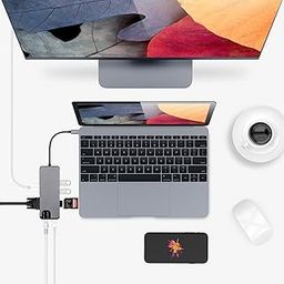 Microware 8 in 1 USB C Hub, USB Type C Adapter with HDMI Port + VGA Port + Gigabit Ethernet Port RJ45 + USBC Power Delivery + 2 USB 3.0 + TF/SD Card Reader, for MacBook Pro, and More-2
