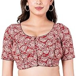 Pure Cotton Printed Blouse for Women | Round Neck | Short Sleeve | Princess Cut Design | Breathable Non-Padded Blouse | Traditional Ethnic Wear | Comfort Fit | Daily & Festive Use-image-16