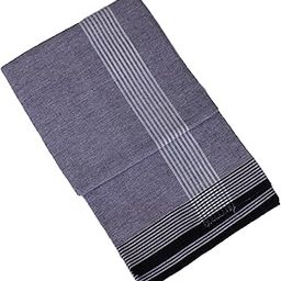 Sharan Elegance Cotton Men's Kerala Style Cotton Dhoti Single size -1.9 meters Set White with Brown Stripes Set-1-image-24