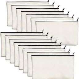 15 Pack Blank Cotton Canvas DIY Craft Zipper Bags Pouches Pencil Case for Makeup Cosmetic Toiletry Stationary Storage (Off White, 8.3ââ‚¬Â x 4.7ââ‚¬Â)-24