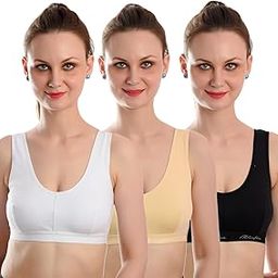 Women's Full Coverage Non Padded Sports Bra Wirefree Everyday Bra Combo Pack of 3, Medium-picture-1