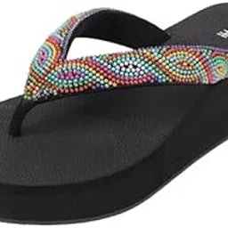 mochi Women Faux Leather Beaded Platform Casual Slip-on Sandal-picture-9