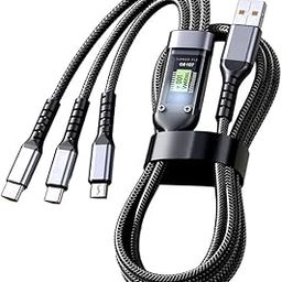 VLZLQ Transparent Luminous Super Fast Charging 3-in-1 Data Cable, 3 in 1 Charger Cable Nylon, for iPhone, Android, Type-C Devices (1.2M)-image-99