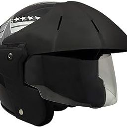 Sage Square ABS Shell Deltz Power ISI Certified Open Face Scooty Helmet (Extra Large - XL, Black Glossy Silver Sticker)-0