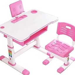 VBM Kids Chair Adjustable Study Desk Chair Table Writing Desk with Eye Protection Lamp Bookshelf Interactive Workstation, Writing Table & Chair Set for Boys Girls (Without lamp)-image-19