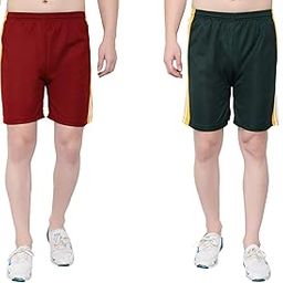 Solid Men Multicolor Regular Shorts S-JAL_725-Mehroon-Green-image-56