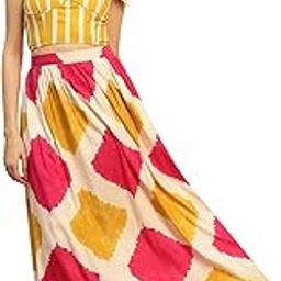 Striped with Diamond Print Rayon Corset Style Top & Gathered Skirt Co-ord Set for Women's|Sweetheart Neck Sleeveless Regular Fit Stylish Summer Western Casual Wear Ladies Cord Set-picture-12