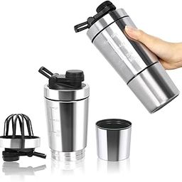 Protein Shaker Bottle Stainless Steel 600 + 200 ml Protein Shaker Cup with Powder Compartment for Sports Fitness Protein Shaker Protein Bottle-image-86