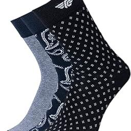 Men's Cotton Jacquard Full Length Socks | Pack of 3, Grey-image-19