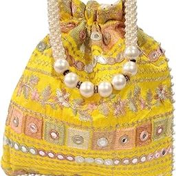 Women potli Bags, Wedding, Housewarming, Corporate Gifts, Baby Shower Return Gifts, Lucknowi potli Purse Designer Potli With Pearl Drawstring Bridal Clutch Purse-35
