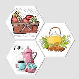 livestream Kitchen Art Designer Decorative Wall Art for Restaurants | Kitchen Hotels Gift Decoration Beautiful Painting Hanging Items Set of 3 Pieces fine Self adheshive Painting 17 Inch X 17 Inch-12