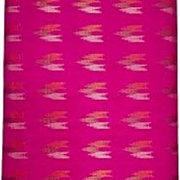 Woven Ikat Fabric with Geometric Motifs, Maroon and Orange, 92 cm Width (pink color)-image-15