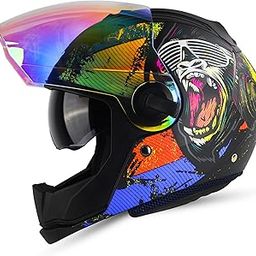 Steelbird SBA-2 Monkey ISI Certified Full Face Photochromic Graphic Helmet for Men and Women with Inner Smoke Sun Shield-21