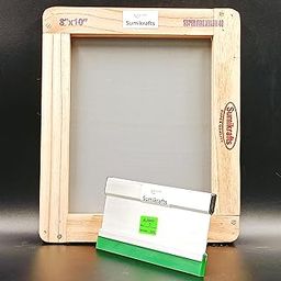 Sumikrafts 8x10 Inch Screen Printing Wooden Frame with Pre-Stretched Nylon Mesh No. 40 + 7" Squeegee Blade (70/75 Hardness) – Ready-to-Use Kit for Detailed Designs-6