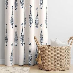 Amigos Hand Block Printed Cotton Curtains for Door Bedroom, Living Room and Kids Room, Set of 2 Curtains with Stainless Steel Rings (Blue Tree, Door 7Feet)-16