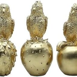 Kalavi CreationsGold Bird Figurines Set of 3 ? Handmade Resin Animal Figurines, Collectible Tabletop Showpieces for Home Decor-image-63