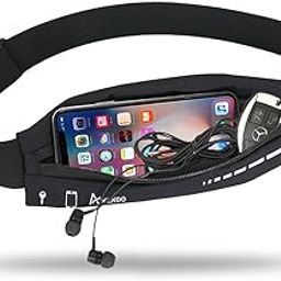 Slim Running Belt Fanny Pack for Women Men, Phone Holder Runners Pouch Waist Belt for Workout Jogging, Money Belt Running Gift Gear Accessories Compatible with iPhone 13 12 Pro Max, Black-15