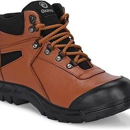 Ozarro Men Tan Genuine Leather Steel Toe Safety Shoe M4442,08, Work Boot-image-58