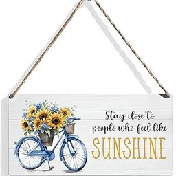 Summer Decorations for Home Office Front Door Decor Signs, Summer Sunflowers Sign, Sunflowers Decor, Stay Close to People Who Feel Like Sunshine Sign, Summer Wall Hanging Decor 12 X 6 Inch-image-8