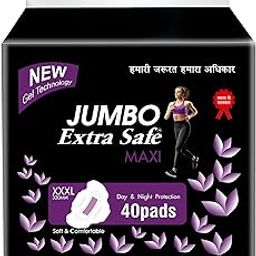 Extra Safe Maxi 3XL Sanitary Pads, Women's Sanitary Pads with Adavanced Gel Technology for Superior Absorption Day & Night Protection Extra Long 320mm Pad Size with Wings - 40 PCS-image-49
