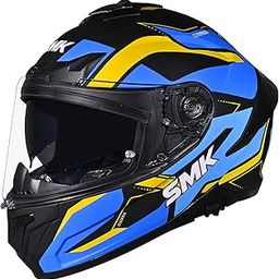 SMK Typhoon Azonix ISI, DOT & ECE 06 Certified Helmet with Dual Visor MATT Black & Blue - M-image-85